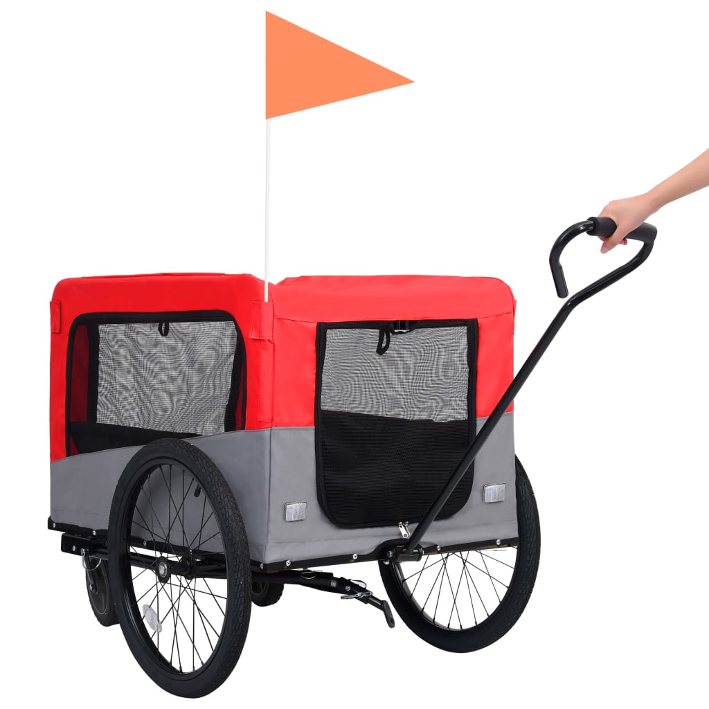 vidaXL Remorque de vélo pour chiens et poussette 2-en-1 rouge et gris