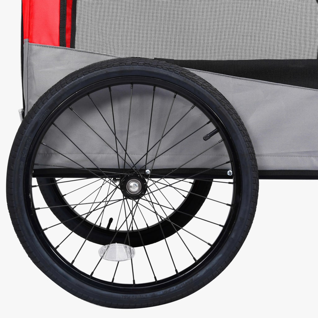 vidaXL Remorque de vélo pour chiens et poussette 2-en-1 rouge et gris