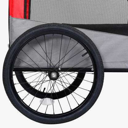 vidaXL Remorque de vélo pour chiens et poussette 2-en-1 rouge et gris