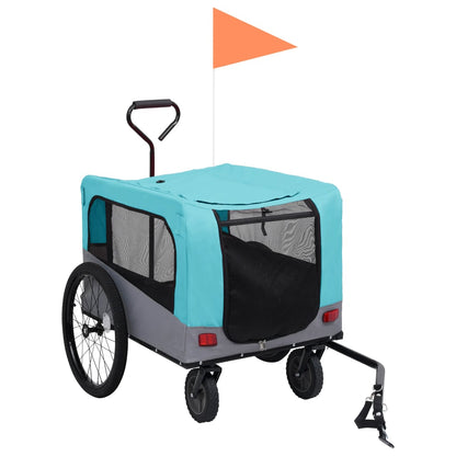 vidaXL Remorque de vélo pour chiens et poussette 2-en-1 bleu et gris