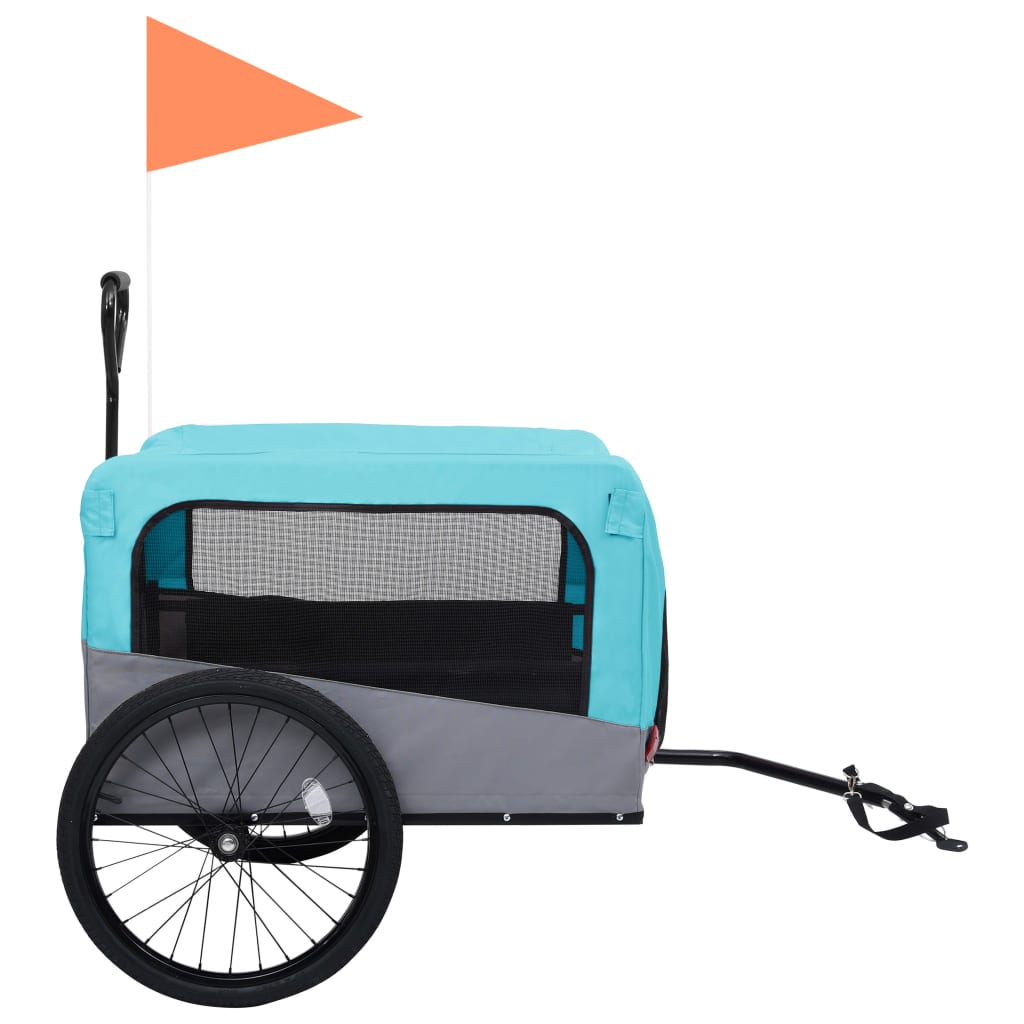 vidaXL Remorque de vélo pour chiens et poussette 2-en-1 bleu et gris