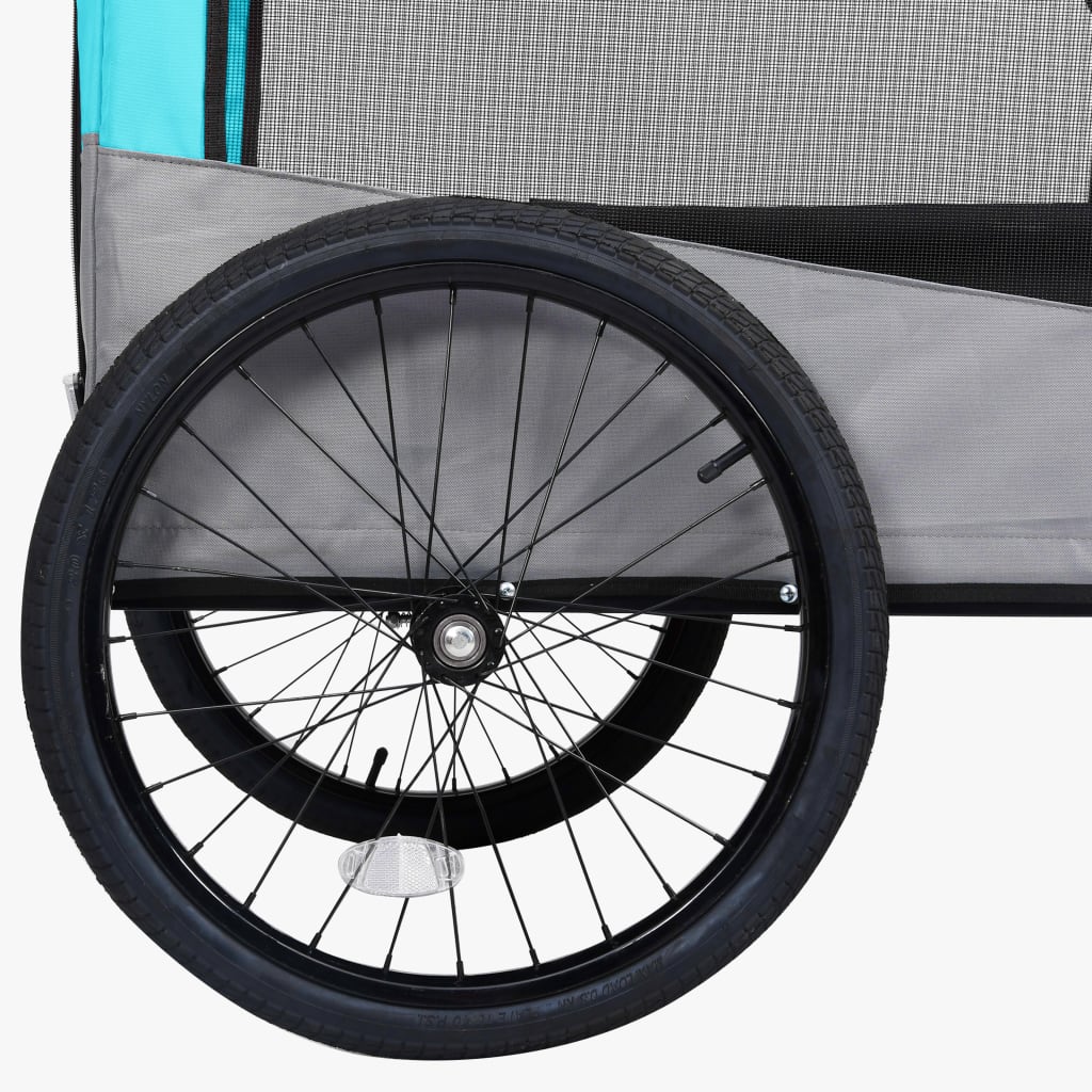 vidaXL Remorque de vélo pour chiens et poussette 2-en-1 bleu et gris