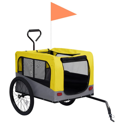 vidaXL Remorque de vélo pour chiens et poussette 2-en-1 jaune et gris