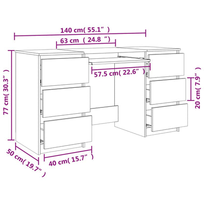 vidaXL Bureau Gris béton 140x50x77 cm Aggloméré
