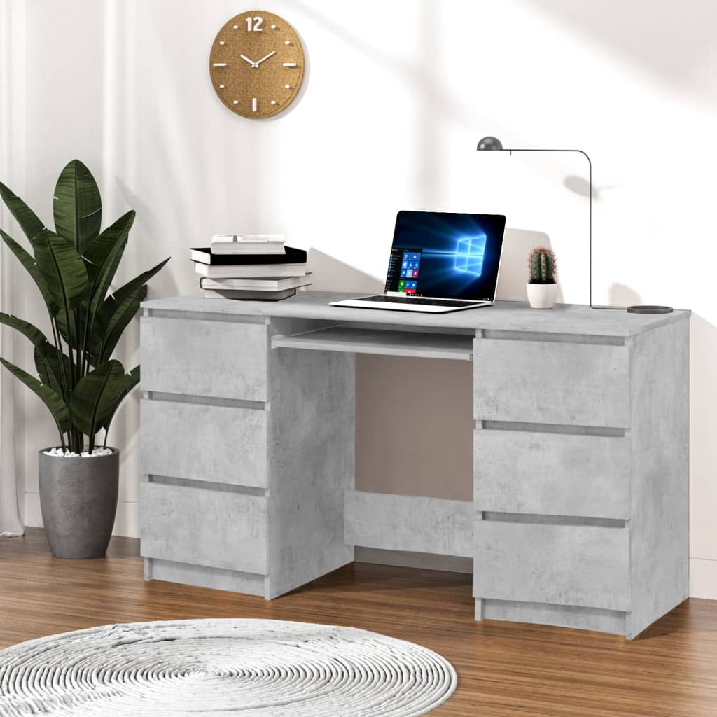 vidaXL Bureau Gris béton 140x50x77 cm Aggloméré