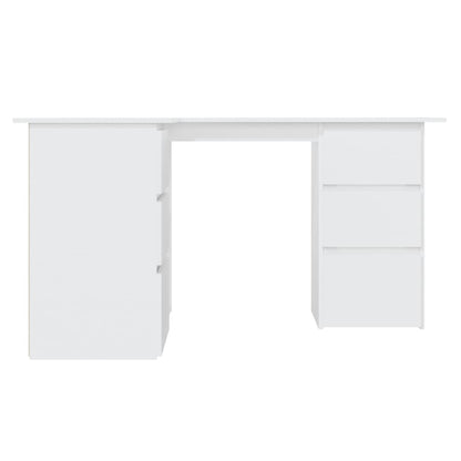 vidaXL Bureau d'angle Blanc 145x100x76 cm Bois d'ingénierie