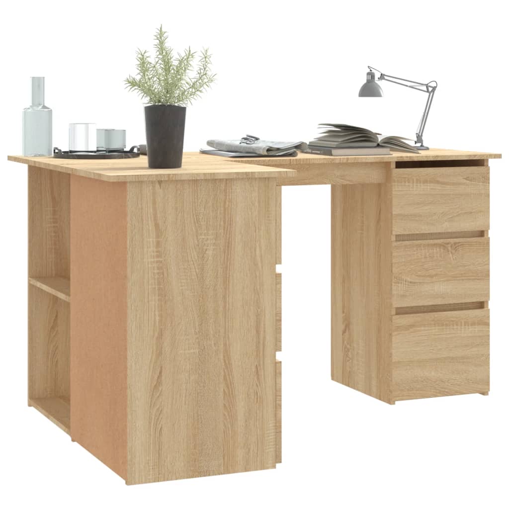 vidaXL Bureau d'angle Chêne sonoma 145x100x76 cm Aggloméré