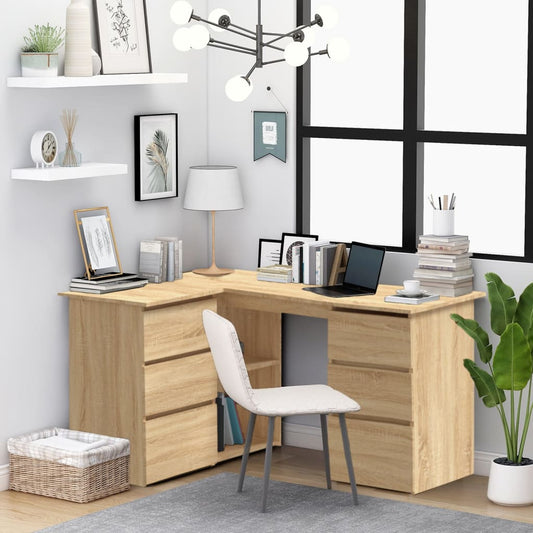 vidaXL Bureau d'angle Chêne sonoma 145x100x76 cm Aggloméré