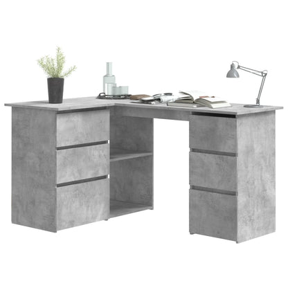 vidaXL Bureau d'angle Gris béton 145x100x76 cm Aggloméré