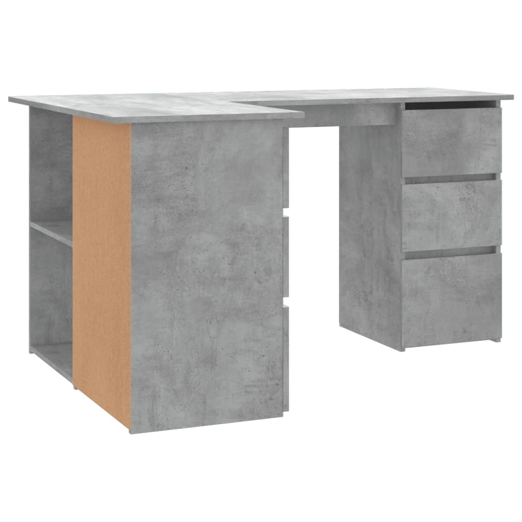 vidaXL Bureau d'angle Gris béton 145x100x76 cm Aggloméré