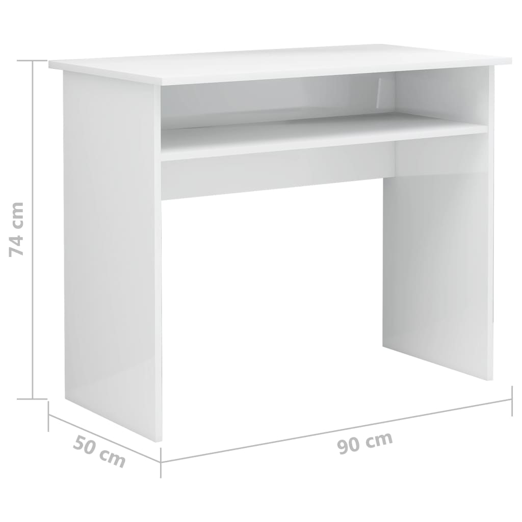 vidaXL Bureau Blanc brillant 90x50x74 cm Aggloméré