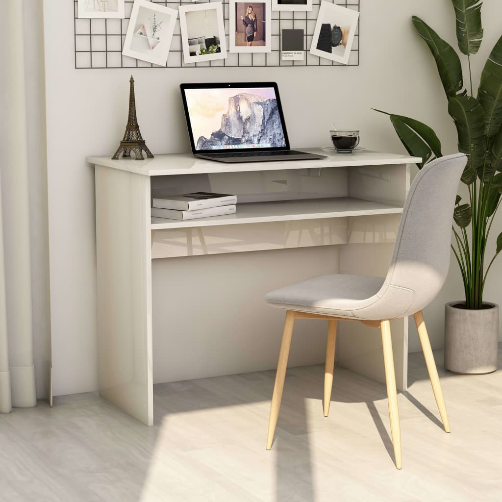 vidaXL Bureau Blanc brillant 90x50x74 cm Aggloméré