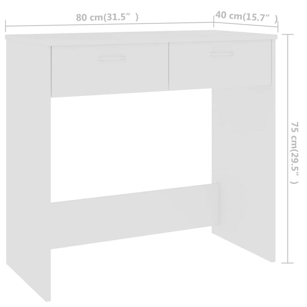 vidaXL Bureau Blanc 80x40x75 cm Bois d'ingénierie