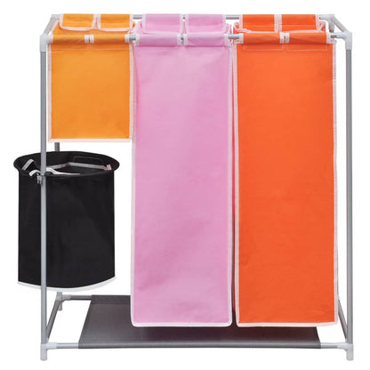 vidaXL Paniers à linge à 3 sections 2 pcs avec un bac de lavage