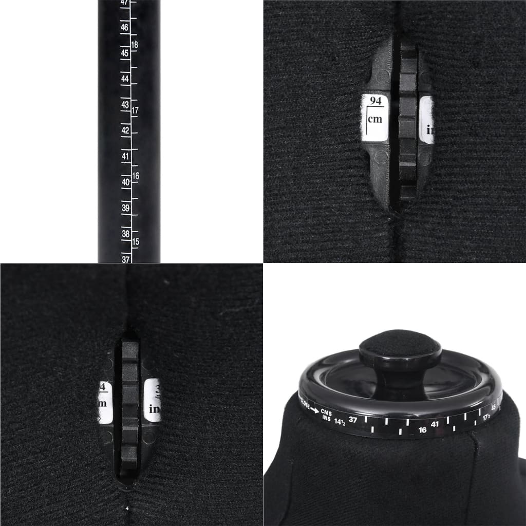 vidaXL Mannequin de couture ajustable pour homme Noir Taille 37-45