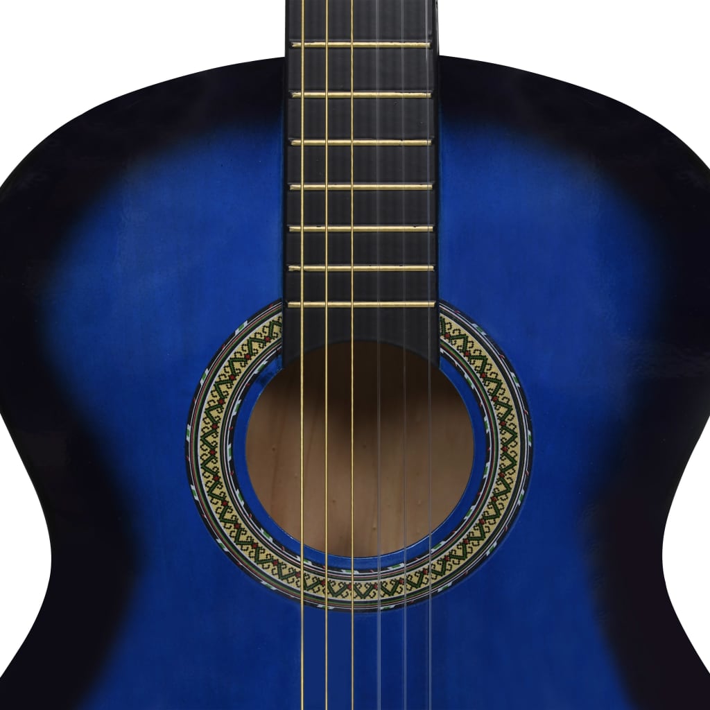 vidaXL Guitare classique pour débutants Bleu 4/4 39" Tilleul