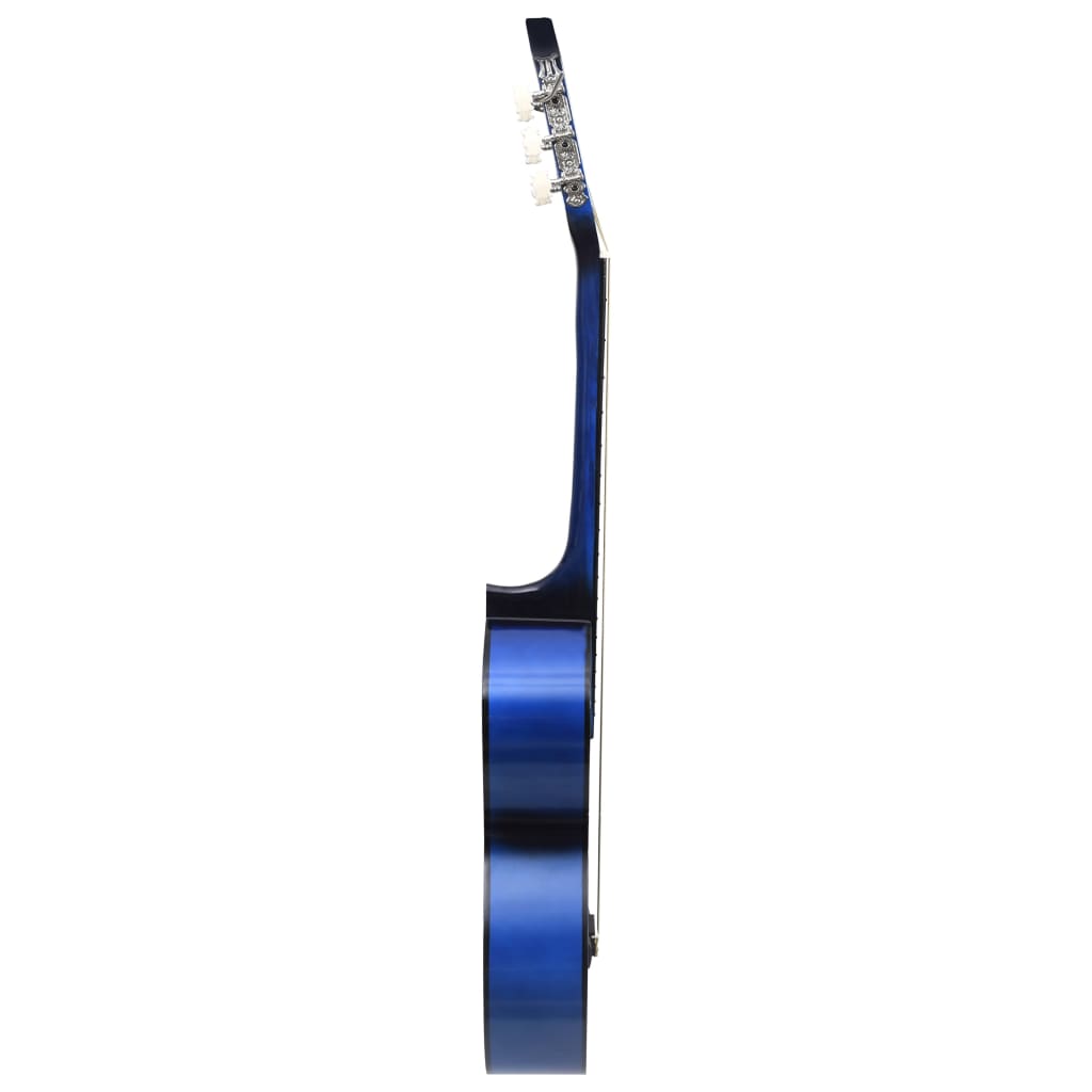 vidaXL Jeu de guitare classique de débutant 12 pcs Bleu 4/4 39"