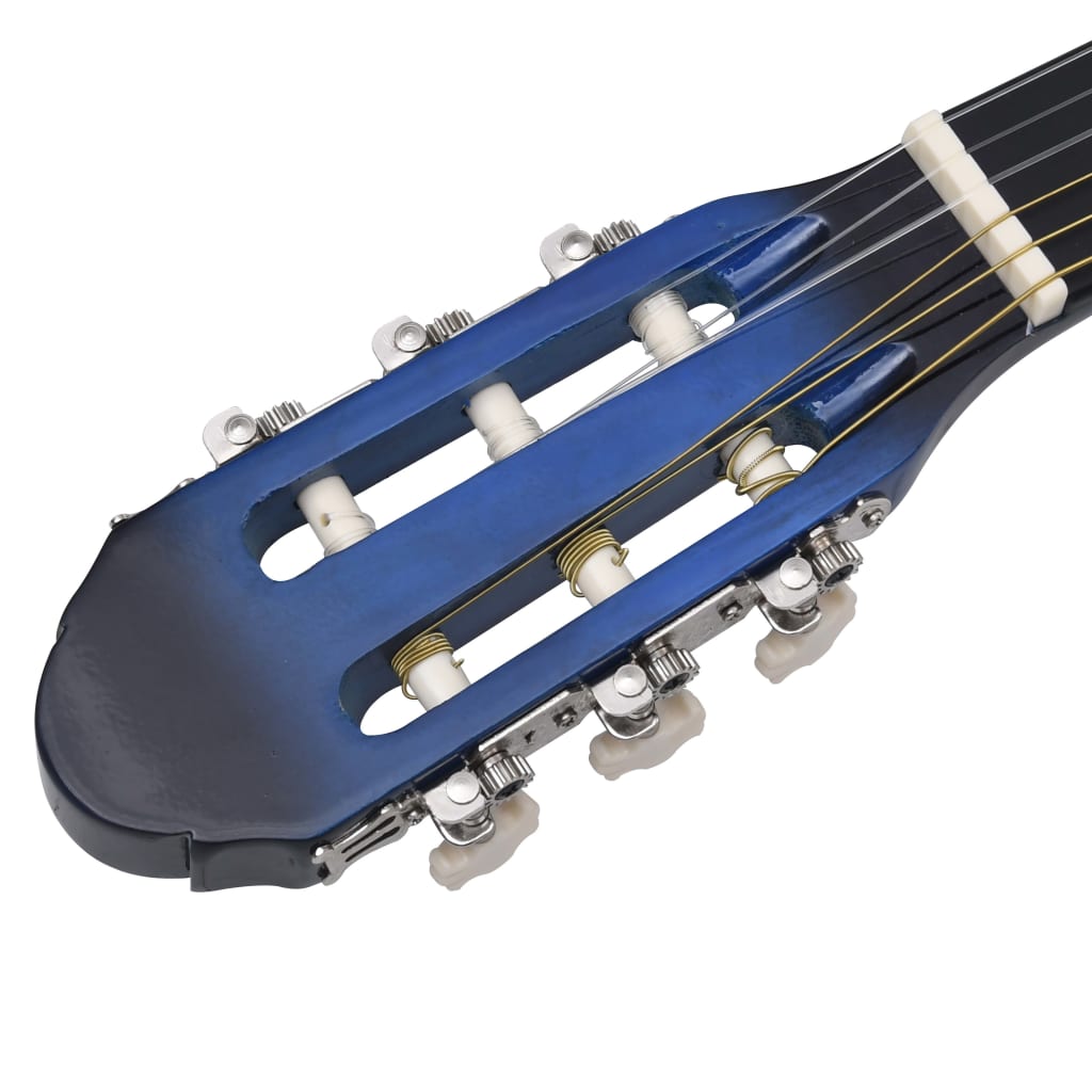 vidaXL Jeu de guitare classique de débutant 12 pcs Bleu 4/4 39"