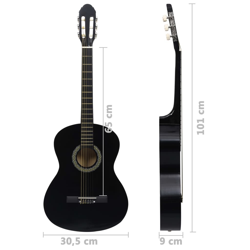vidaXL Guitare classique pour débutants Noir 4/4 39" Tilleul