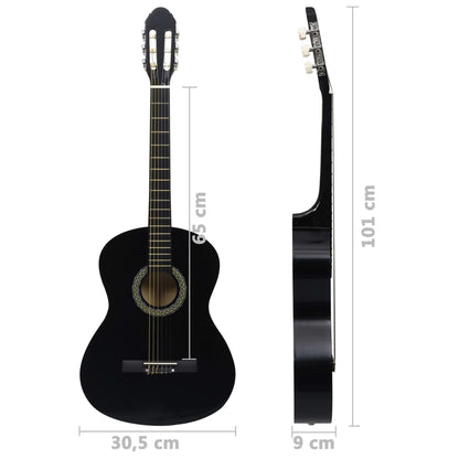 vidaXL Guitare classique pour débutants Noir 4/4 39" Tilleul