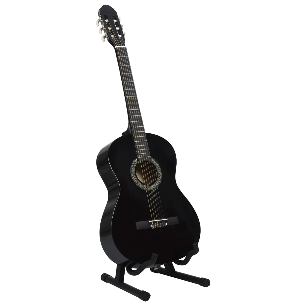 vidaXL Jeu de guitare classique de débutant 12 pcs Noir 4/4 39"