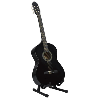vidaXL Jeu de guitare classique de débutant 12 pcs Noir 4/4 39"
