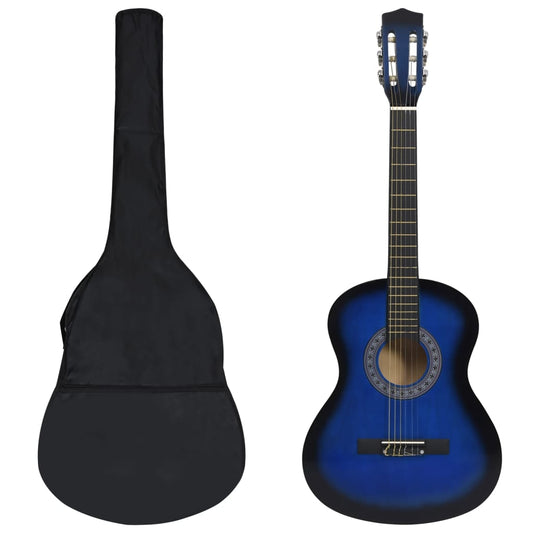 vidaXL Jeu de guitare classique d'enfant et débutant 8pcs Bleu 3/4 36"