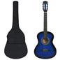vidaXL Jeu de guitare classique d'enfant et débutant 8pcs Bleu 3/4 36"
