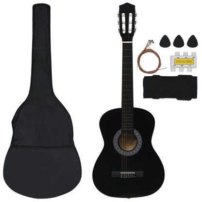 vidaXL Jeu de guitare classique pour débutants 8 pcs Noir 3/4 36"