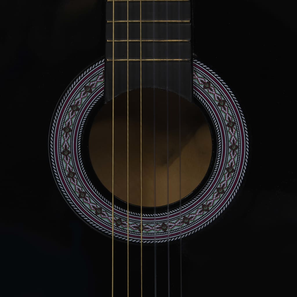 vidaXL Jeu de guitare classique pour débutants 8 pcs Noir 3/4 36"
