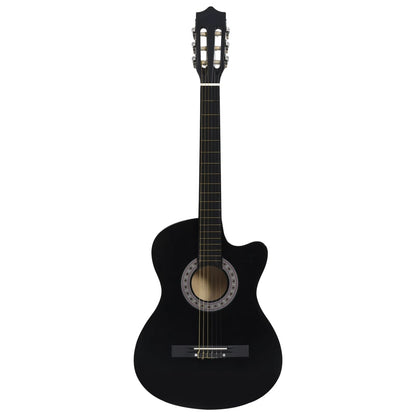 vidaXL Ensemble de guitare découpée classique 12 pcs 6 cordes Noir 38"