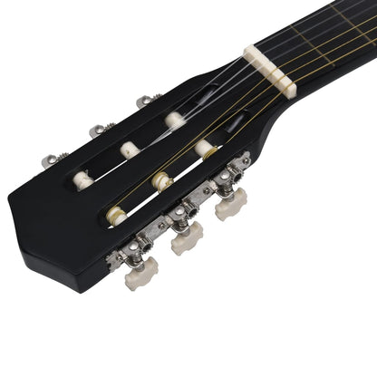vidaXL Ensemble de guitare découpée classique 12 pcs 6 cordes Noir 38"