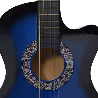vidaXL Guitare découpée classique occidentale 6 cordes Bleu ombré 38"