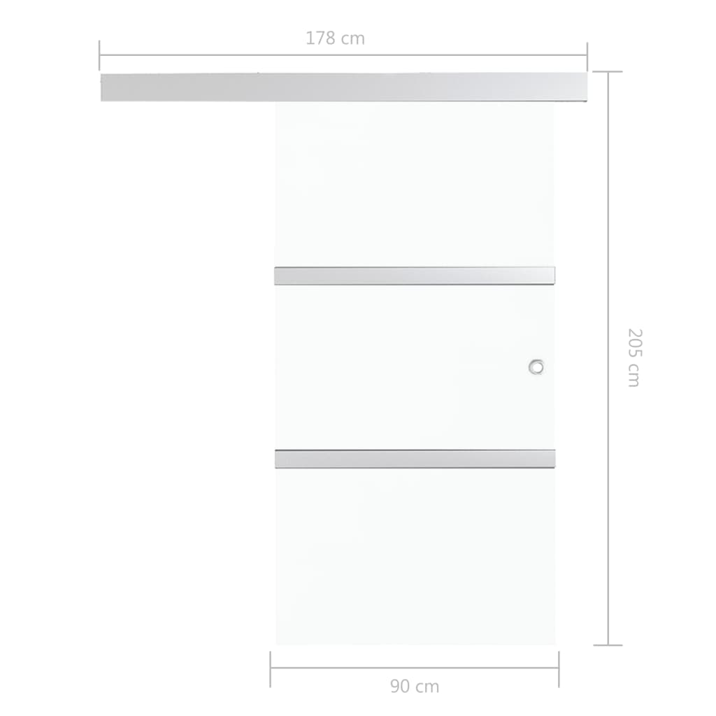 vidaXL Porte coulissante Verre ESG et aluminium 90x205 cm Argenté