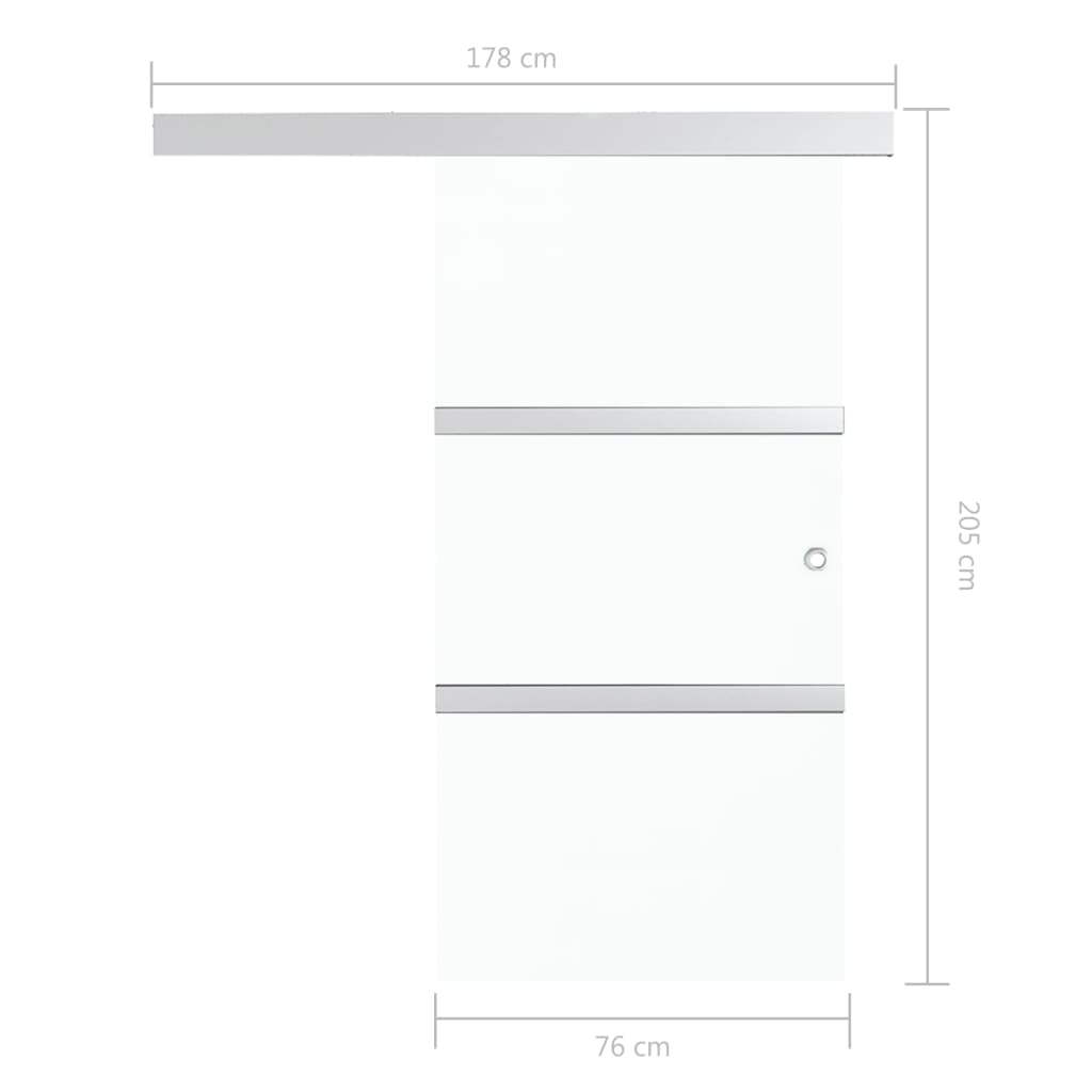 vidaXL Porte coulissante à butées Verre ESG et aluminium 76x205 cm
