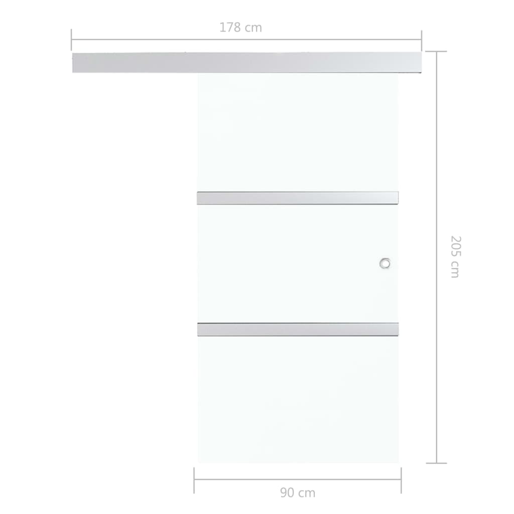vidaXL Porte coulissante à butées Verre ESG et aluminium 90x205 cm