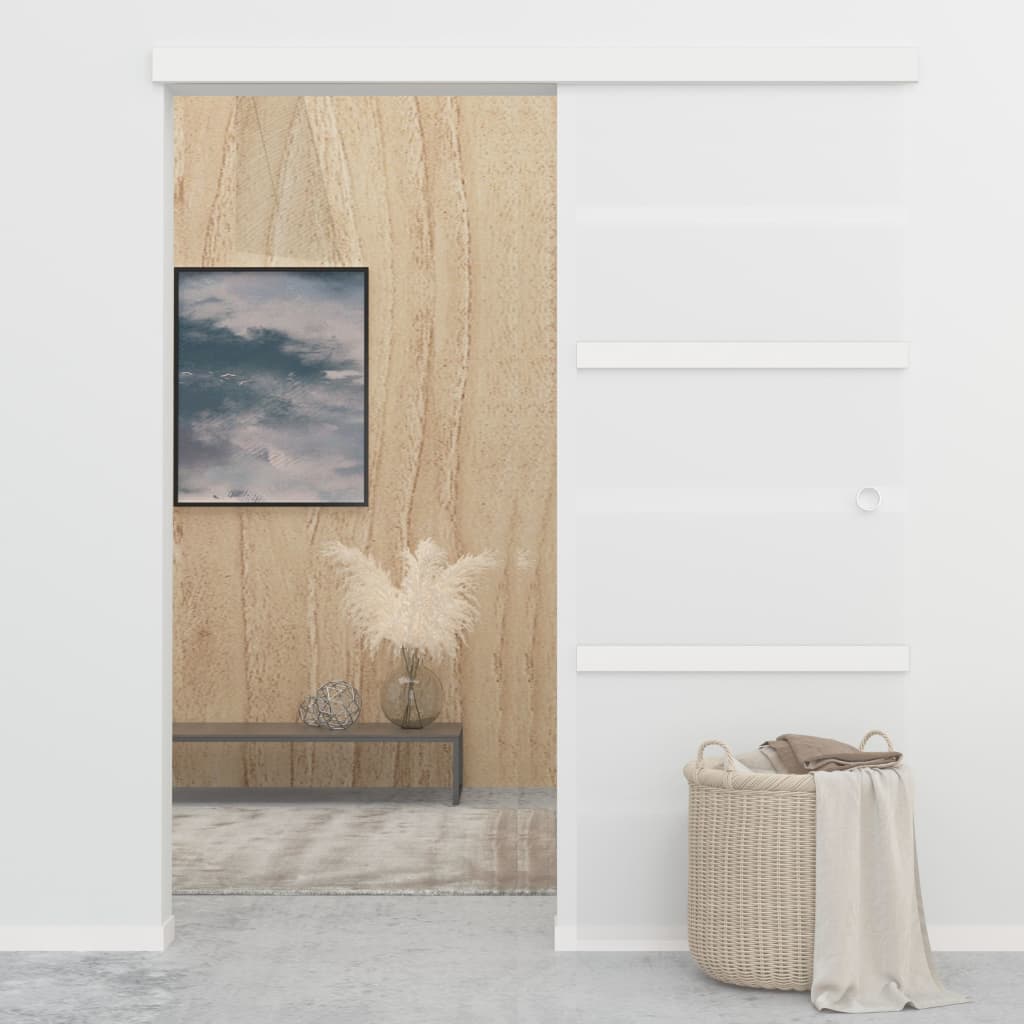 vidaXL Porte coulissante butées souples Verre ESG aluminium 76x205 cm