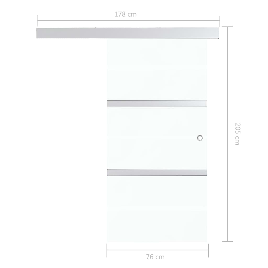 vidaXL Porte coulissante butées souples Verre ESG aluminium 76x205 cm