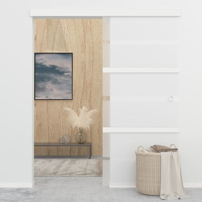 vidaXL Porte coulissante butées souples Verre ESG aluminium 90x205 cm