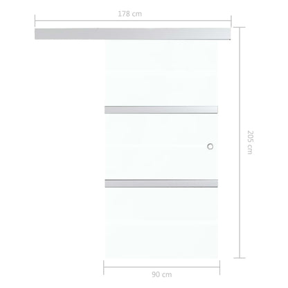 vidaXL Porte coulissante butées souples Verre ESG aluminium 90x205 cm