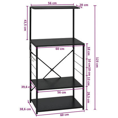 vidaXL Armoire à four à micro-ondes noir 60x39,6x123cm bois ingénierie