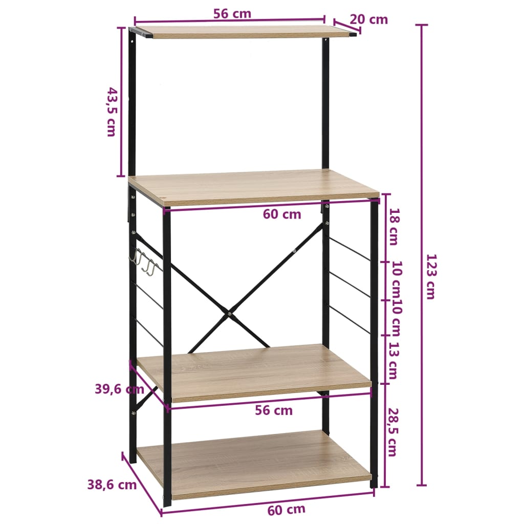vidaXL Armoire à micro-ondes noir et chêne 60x39,6x123 cm
