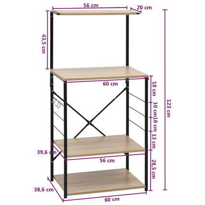 vidaXL Armoire à micro-ondes noir et chêne 60x39,6x123 cm
