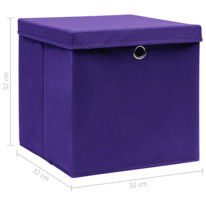 vidaXL Boîtes de rangement et couvercles 4 pcs Violet 32x32x32cm Tissu