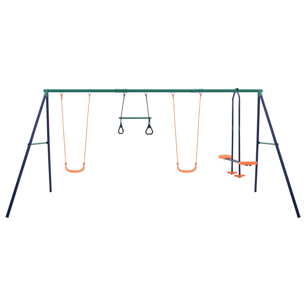 vidaXL Ensemble de balançoire et anneaux de gymnastique 4 places Acier