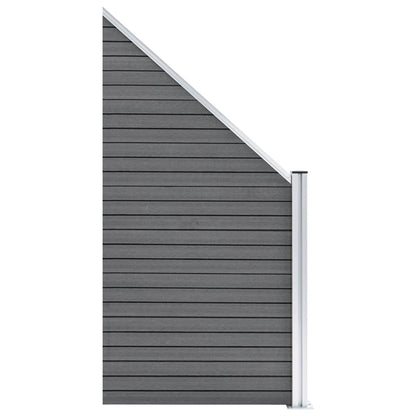 vidaXL Ensemble de clôture WPC 2 Carré + 1 Incliné 446 x 186 cm Gris
