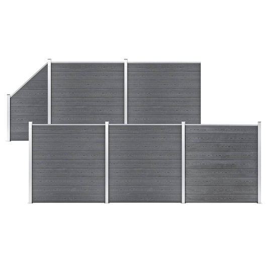 vidaXL Ensemble de clôture WPC 5 Carré + 1 Incliné 965 x 186 cm Gris