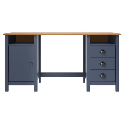 vidaXL Bureau Hill Gris 150x50x74 cm Bois de pin solide