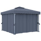 vidaXL Tonnelle avec rideau 3x3 m Anthracite Aluminium