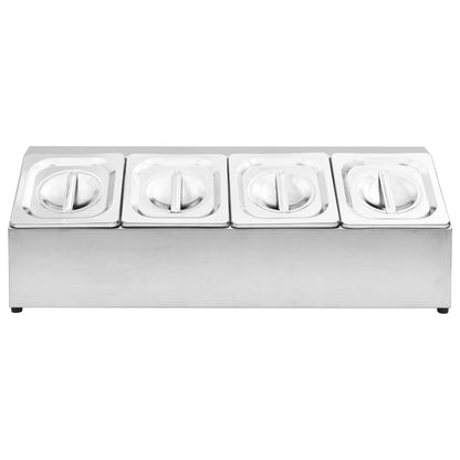 vidaXL Récipient Gastronorm avec 4 bacs GN 1/6 Acier inoxydable